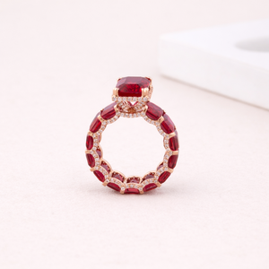 Bague éternelle en or rose/blanc/jaune 9 carats plaqué rhodium avec diamant de laboratoire taille radiant certifié IGI |   Personnalisé et raffiné - Product Image 3