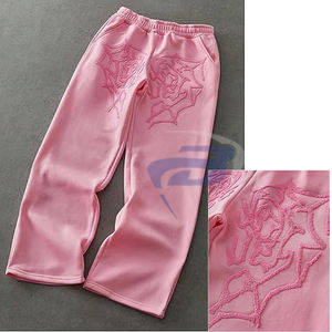 กางเกงขายาวทรงหลวมเอวยางยืดทรงโอเวอร์ไซส์กางเกงวิ่งปักลาย - Product Image 2