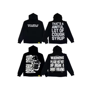 Nueva alta calidad peso pesado 450g eso es un montón de jarabe para la tos estampado suelto Casual Streetwear pulóver Sudadera con capucha para hombres - Product Image 1