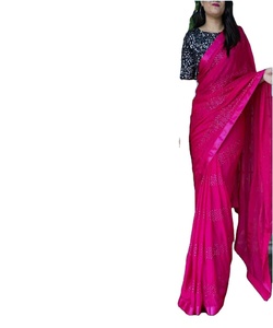 Vêtements de fête lourd broderie travail Sari avec chemisier mat pièce femmes indiennes portent Sari bas prix en gros Surat vêtement - Product Image 1