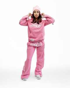 Survêtement vintage vieilli sérigraphié OEM ensemble 2 pièces sweat à capuche et pantalon de survêtement évasé pour hommes - Product Image 2