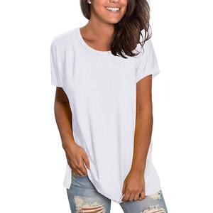 Camiseta extragrande de LICRA de algodón de alta calidad para mujer, estilo básico con Camiseta holgada de manga corta, camisetas teñidas lisas para mujer - Product Image 6
