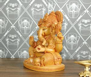 Estatua de Ganesh Singhasan de Resina Marrón, Artesanía Nirmala Hecha a Mano, Decoración para el Hogar y el Mejor Regalo para Ganpati/Bappa - Product Image 3