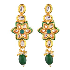 Venta al por mayor de joyería verde Perla sintética con cuentas chapadas en oro Kundan gargantilla COLLAR COLGANTE pendiente conjunto de joyería - Product Image 6