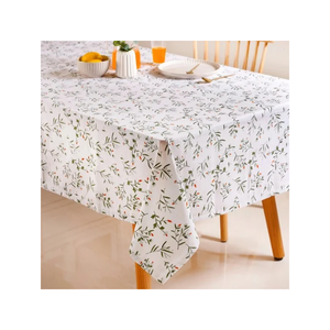 Nappe Minimaliste en Coton, Motif Feuilles Botaniques, Blanche, Rectangulaire, pour Table à Manger, Décoration Maison, Fournisseur en Gros - Product Image 1