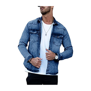 Chaqueta de Mezclilla Ligera Personalizada para Hombre – Chaqueta de Jeans Premium de Manga Larga con Logotipo Personalizado, Ropa Casual Urbana, Venta al Por Mayor OEM de Alta Calidad - Product Image 1