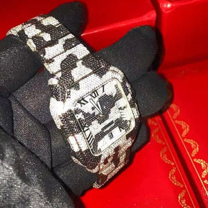 นาฬิกาข้อมือผู้ชายระดับพรีเมียม แฟชั่นหรูหรา สายสแตนเลส ประดับเพชรโมอิสซาไนต์ครึ่งหนึ่ง ขนาด 20 มม. เครื่องกลไก - Product Image 1