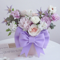 Emballage de chapeau floral rigide imperméable personnalisé avec ruban, boîte cadeau ronde pour bouquet de la fête des mères
