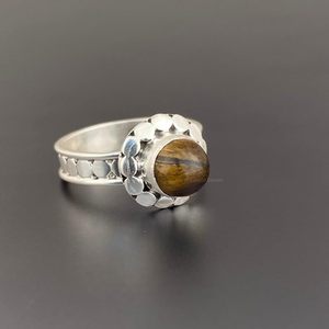 925 Silver Gothic Ottoman <b>Tiger</b> <b>Eye</b> <b>Ring</b> Custom Size <b>Ring</b> Bohemian Handmade Gothic Mens <b>Ring</b> - Product Image 4