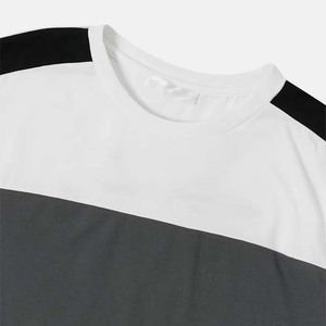 Camisetas de cuello redondo de gran tamaño impresas personalizadas para hombres 100% algodón de talla grande Color bloqueado peso pesado 220 gramos camisas casuales en blanco - Product Image 5