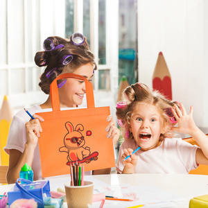 Customizable Mini Colorful Non-Woven Tote Bags Kids Art Craft Gift Bags <b>Party</b> <b>Favors</b> Small Retail Supermarket Grocery Use - Product Image 6