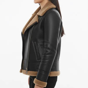 Veste en cuir de mouton pour femme, de haute qualité, à bas prix, respirante, écologique, légère, unie, finition lisse, pour l'hiver - Product Image 5