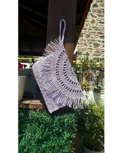 Handcrafted Gray Beach <b>Clutch</b> for Women Bohemian Tassels Raffia <b>Bag</b> with Cotton Lining Summer Paper Rafia Purse - Product Image 1