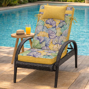 Cojines para Sillas de Jardín, 120x55x8cm, Ligeramente Resistentes al Agua, con Relleno de Espuma, Correas de Sujeción, Cómodos para Uso en Exteriores - Product Image 1