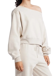 Sweat à capuche pour femme de haute qualité, manches longues, col large, logo personnalisé imprimé, surdimensionné, automne-hiver, polaire 100% coton, 2026 - Product Image 3