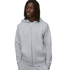 Vente en gros – Sweat à capuche zippé intégral en molleton 310 g/m² coupe classique, sans cordon de serrage, service OEM, brodé, hiver, 100 % coton - Product Image 1