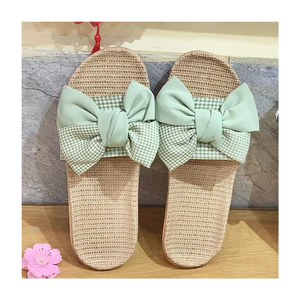 Eco-Friendly Seagrass Handmade Indoor Seagrass <b>Slippers</b> With Soft Sole And Decorative Bow For Home Spa Hotel Room - Product Image 4