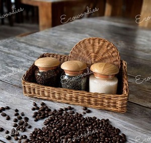 Bandeja decorativa de bambú natural respetuosa con el medio ambiente, bandeja de mimbre para mesa de comedor de cocina para el hogar, Hotel, restaurante, hecha a mano - Product Image 1