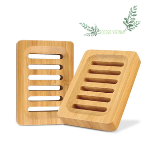 Distributeur de savon en bambou Eco2go pratique, plateau auto-drainant, design mural portable, bon prix, boîte, utilisation en salle de bain, naturel - Product Image 4