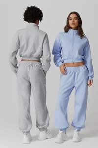 Tenues 2 pièces pour femmes veste zippée complète survêtements à manches longues survêtement de salon polaire avec joggers - Product Image 2
