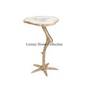 Support en forme de cuisse de poulet pour table à l'ombre dorée avec dessus en marbre agate Table centrale de salon artisanale et fourniture de tables d'appoint - Product Image 2