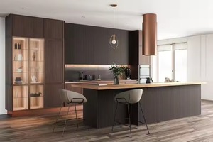 Gabinetes de cocina plegables completos listos para montar con diseño personalizado de fábrica, muebles de cocina con carcasa de tablero de partículas de isla - Product Image 3