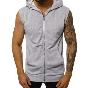 2025 últimos diseños OEM algodón grueso hombres cremallera correr camisetas sin mangas con capucha hombre gimnasio músculo chaleco ropa deportiva con capucha camiseta sin mangas - Product Image 4