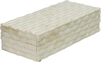 Boîte Cadeau en Os Naturel Incrusté, Couvercle Couleur Personnalisée, 10x4.5x2.5 Pouces, Boîte de Rangement Rectangulaire pour Motif Personnalisé Blatant