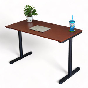 Escritorio Moderno de Madera de Caucho TIO HBTO002 de 120x60cm con Patas de Hierro, Muebles de Oficina Contemporáneos para Dormitorio, Sistema de Montaje - Product Image 1