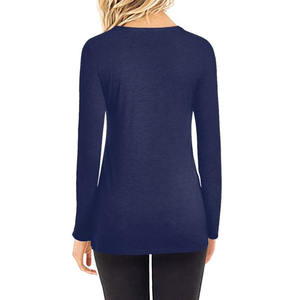 Camiseta completa de suministro de fábrica de diseño personalizado, Camiseta 100% de algodón con estampado de Color sólido de alta calidad, camiseta Regular con cuello redondo para mujer - Product Image 6