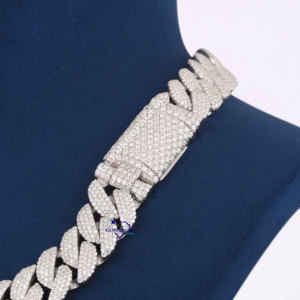 Precio de fábrica Hip Hop 18mm Cadena de eslabones cubanos Iced Out Vvs Lab Grown Jewelry 925 Collar de cadena de eslabones cubanos de plata - Product Image 2