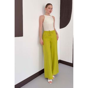 Pantalon en lin vert pistache en gros - [object Object] - Product Image 1