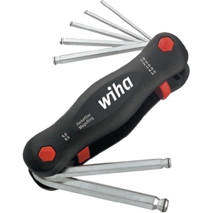 Jeu de tournevis pliables 7 pièces 369R P7 avec support de main SW 2-8 mm à tête sphérique en acier au chrome-vanadium par WIHA - Product Image 1