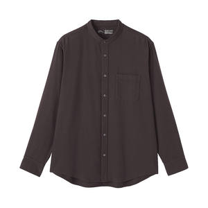 Camisa de Cuello Mao para Hombre, Estilo Coreano, Color Sólido, Informal de Negocios, Formal, al por Mayor, Personalizable - Product Image 1