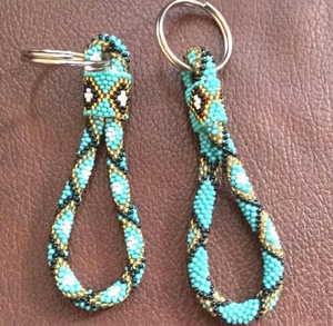 Porte-clés à breloques pour femmes Fleur Pendentif perlé artisanal Fait à la main Strass Perlé Fleur Corde suspendue - Product Image 3