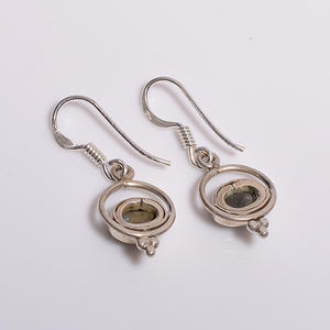 Boucles d'oreilles pendantes en argent sterling 925 de style classique Bijoux fins avec pierres précieuses en labradorite - Product Image 2