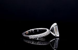 แหวนหมั้นเพชรขนาด14K สีทองพร้อมรัศมีที่ซ่อนอยู่และเพชรทรงกลมสำหรับปลูกในห้องปฏิบัติการได้รับการรับรองจาก IGI 3.50กะรัตมรกต - Product Image 2