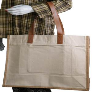 Sac fourre-tout réutilisable 100% coton pour femmes, taille extra-large, poignée longue, fermeture éclair, option de logo personnalisé - Product Image 4