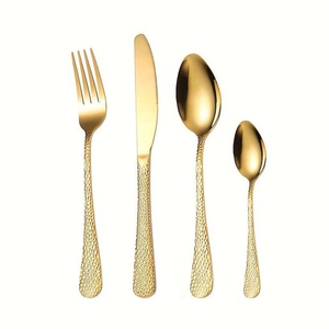 Elegante juego de cubiertos de acero inoxidable Nuevo diseño Cubiertos dorados Cuchara Tenedor Cuchillo para bodas y cenas occidentales-Venta al por mayor - Product Image 1