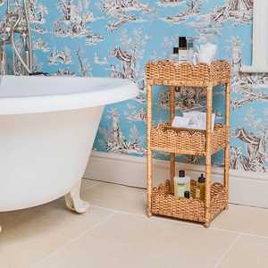 Scalloped Tiered Rattan Side Table for <b>Storage</b> 70cm <b>Tall</b> - Product Image 5