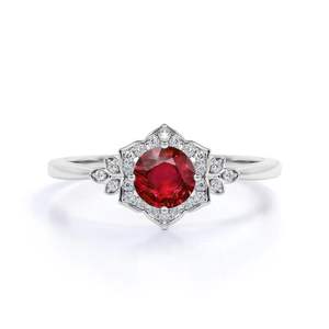 แหวนแต่งงานผู้หญิงคุณภาพสูง ชุบทอง 14k เงินแท้ 925 ประดับทับทิมและเพทายสังเคราะห์ทรงกรงเล็บ ขายดีเป็นของขวัญที่ดีที่สุด - Product Image 1