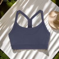 Sujetador deportivo de talla grande para mujer con espalda cruzada y soporte alto, logotipo personalizado, compresión elástica suave y espalda ajustable para gimnasio y yoga.