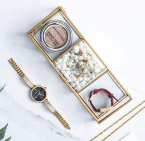 Golden Handmade Vintage Rectangle Luxury Storage Jewelry <b>Box</b> <b>Clear</b> Glass Brass Metal Lid Customizable Size Shape Cosmetic - Product Image 6