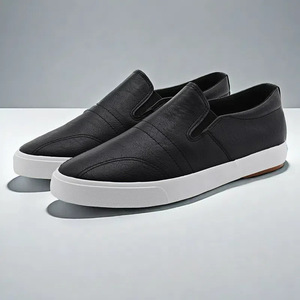 Zapatillas Blancas Sin Cordones para Hombre, de Caña Baja, Elásticas, Casuales, de Goma Vulcanizada, Planas, para Uso Diario - Product Image 1