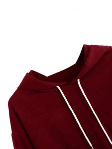 Sweat-shirts à capuche courts pour femmes, hiver, en mélange polyester/coton épais, poches personnalisables, haute qualité - Product Image 4