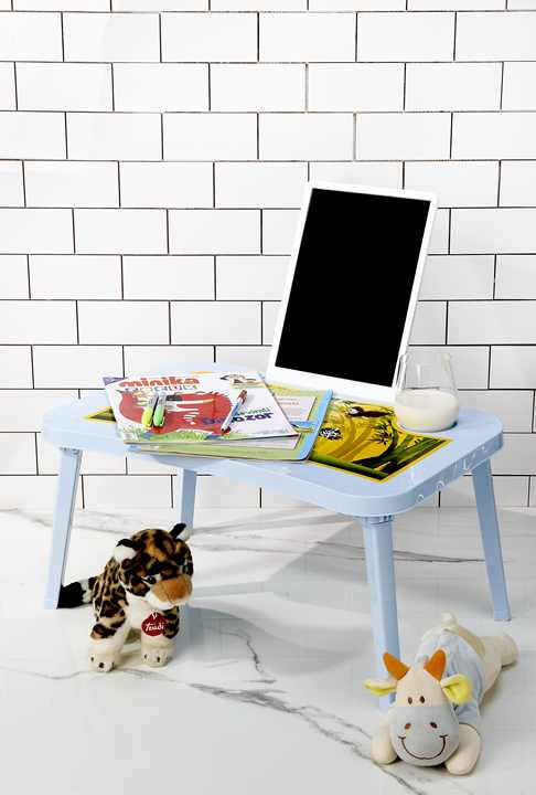 AFOSSA BLUE Durable Folding Plastic Study Desk with Cartoon Print and Adjustable Legs Portable Table for Learning and Play