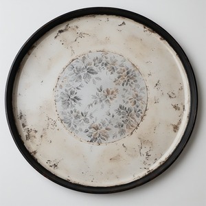 Plateau en fer artisanal de jardin de minuit décoré de fleurs séchées scintillantes au clair de lune subtiles créant une humeur calme Design d'art moderne AYC - Product Image 1