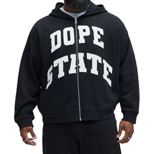 Sweat à capuche zippé pour homme, style streetwear personnalisé, en molleton épais, coupe courte, avec strass et impression DTG, prix de gros - Product Image 1