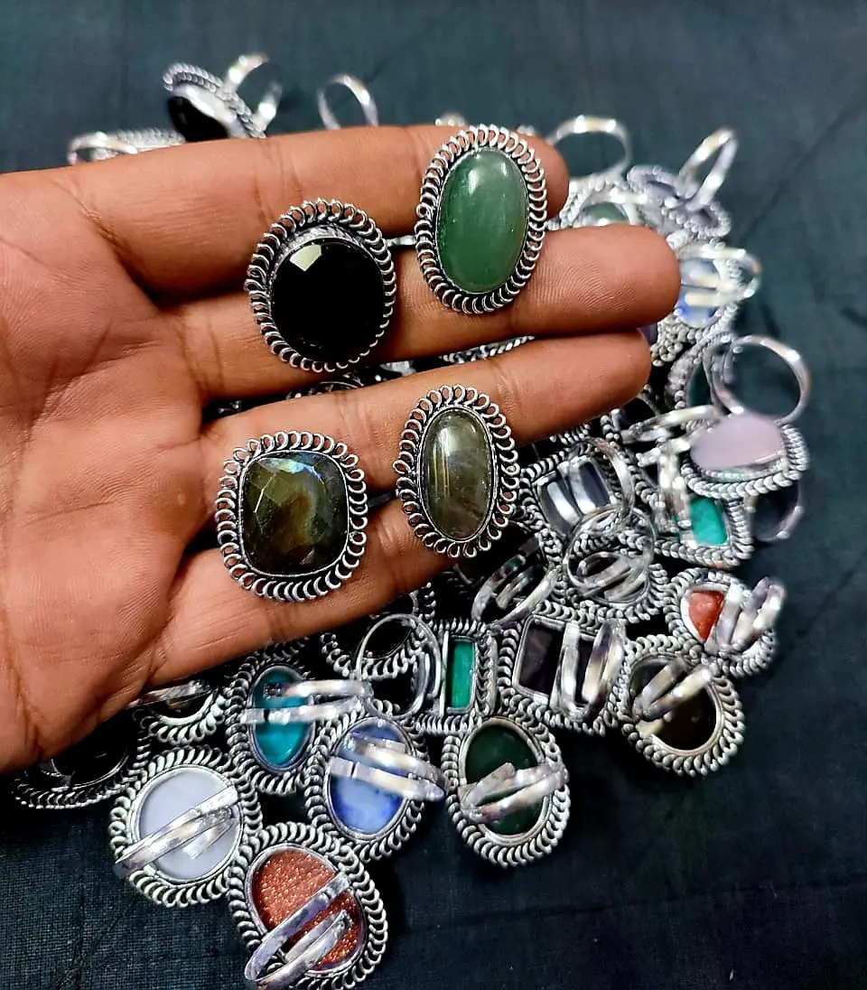 Schlussverkauf Großhandel geschnittener Stein Ring Mode Designer Ring Schmuck direkt aus indischem Hersteller
