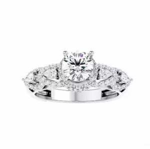 แหวนเพชรบริสุทธิ์พร้อมโลหะสำหรับเป็นของขวัญแต่งงานแหวนเพชรหรูหรา10K แหวนเพชรทองคำขาว - Product Image 1